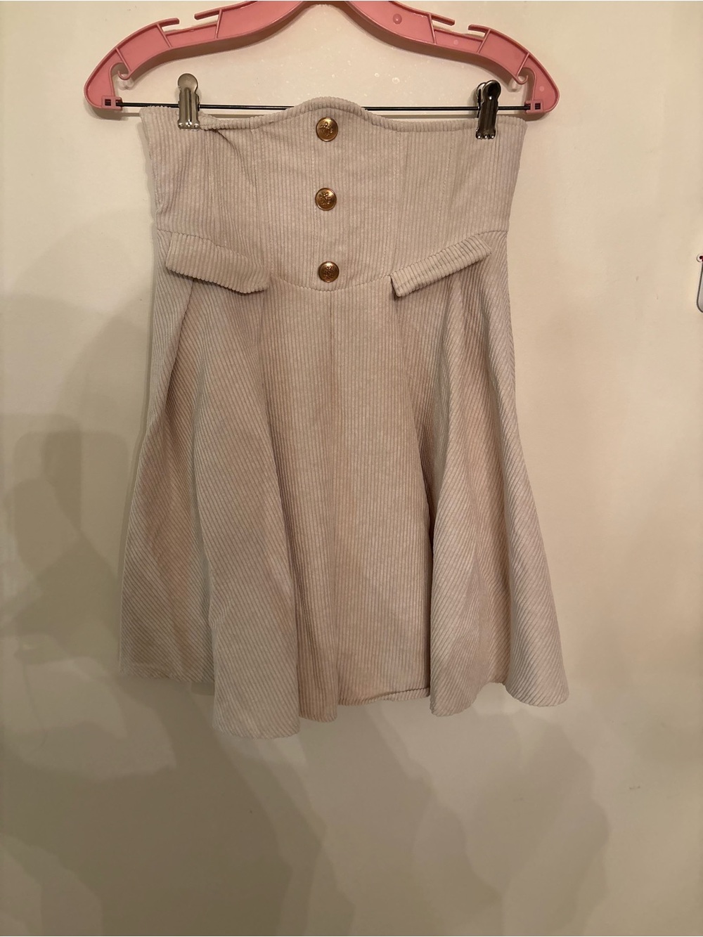 High-Waist Cream Corduroy A-Line Underbust Top